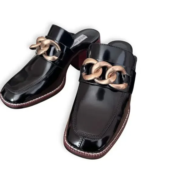 Steve Madden Women's Lorie Mule: Vegan Leather Slip-On Heeled Mule, SZ 6.5 Chain - Picture 11 of 16